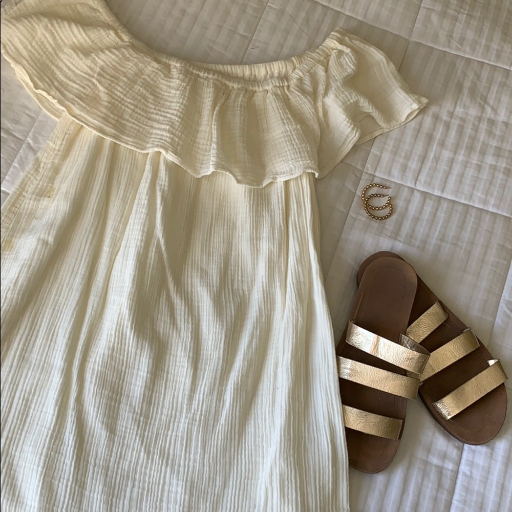 Off White, Off the Shoulder Dress